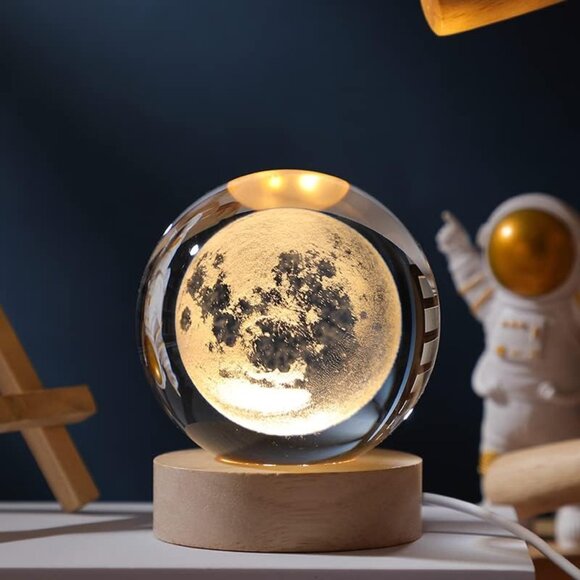 3D Moon Model Crystal Ball, Laser Engraved Planet Model Astronomy Sphere Decor, - Picture 7 of 7